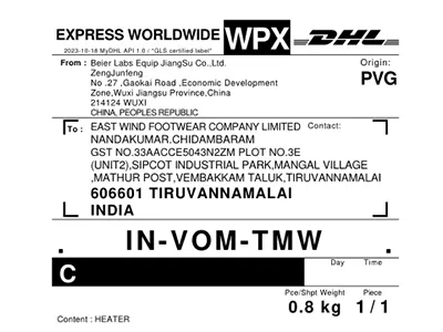 Componentes de cámara de prueba para una empresa de calzado en la India